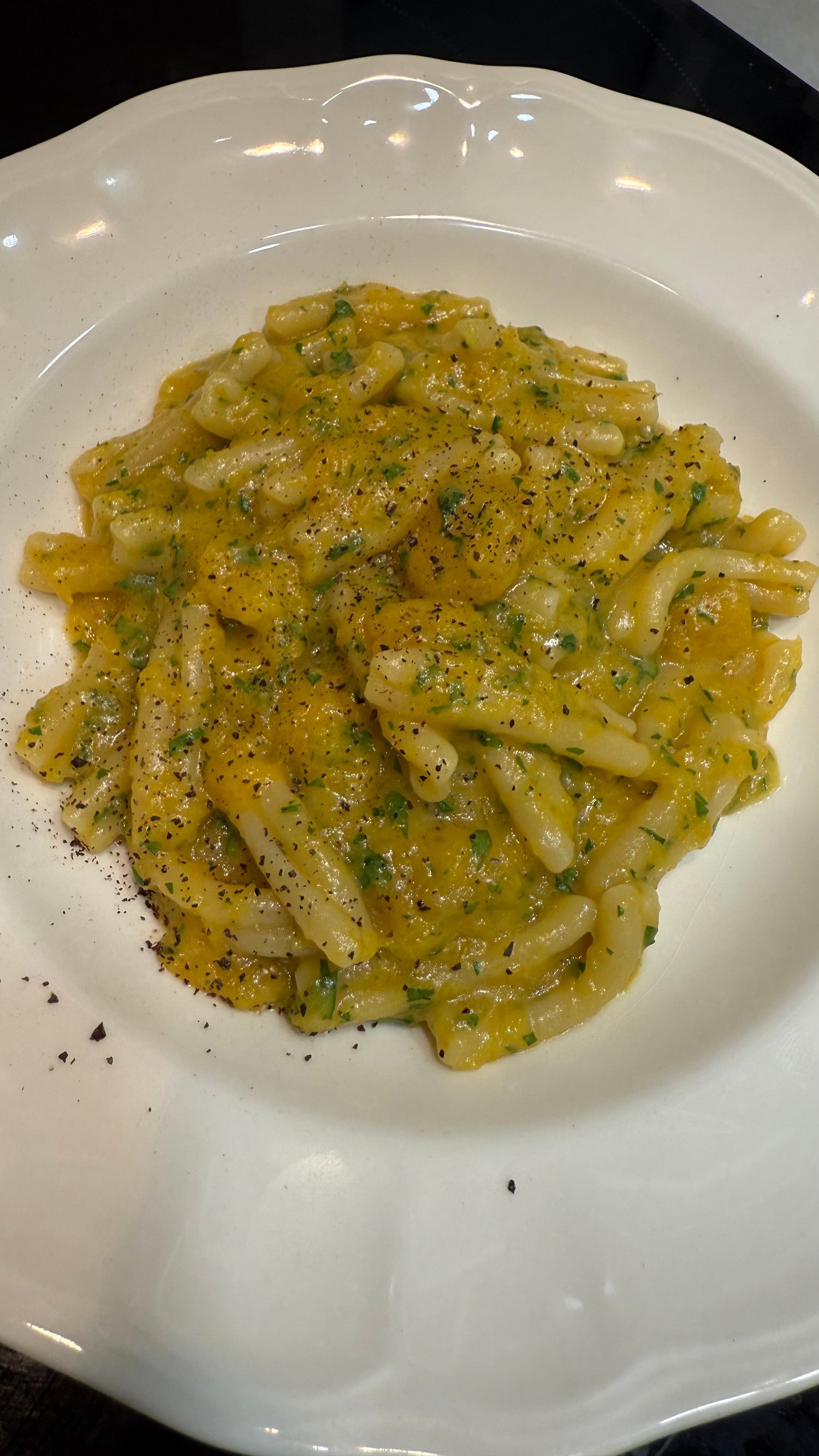Pasta con calabaza y queso estilo italiano