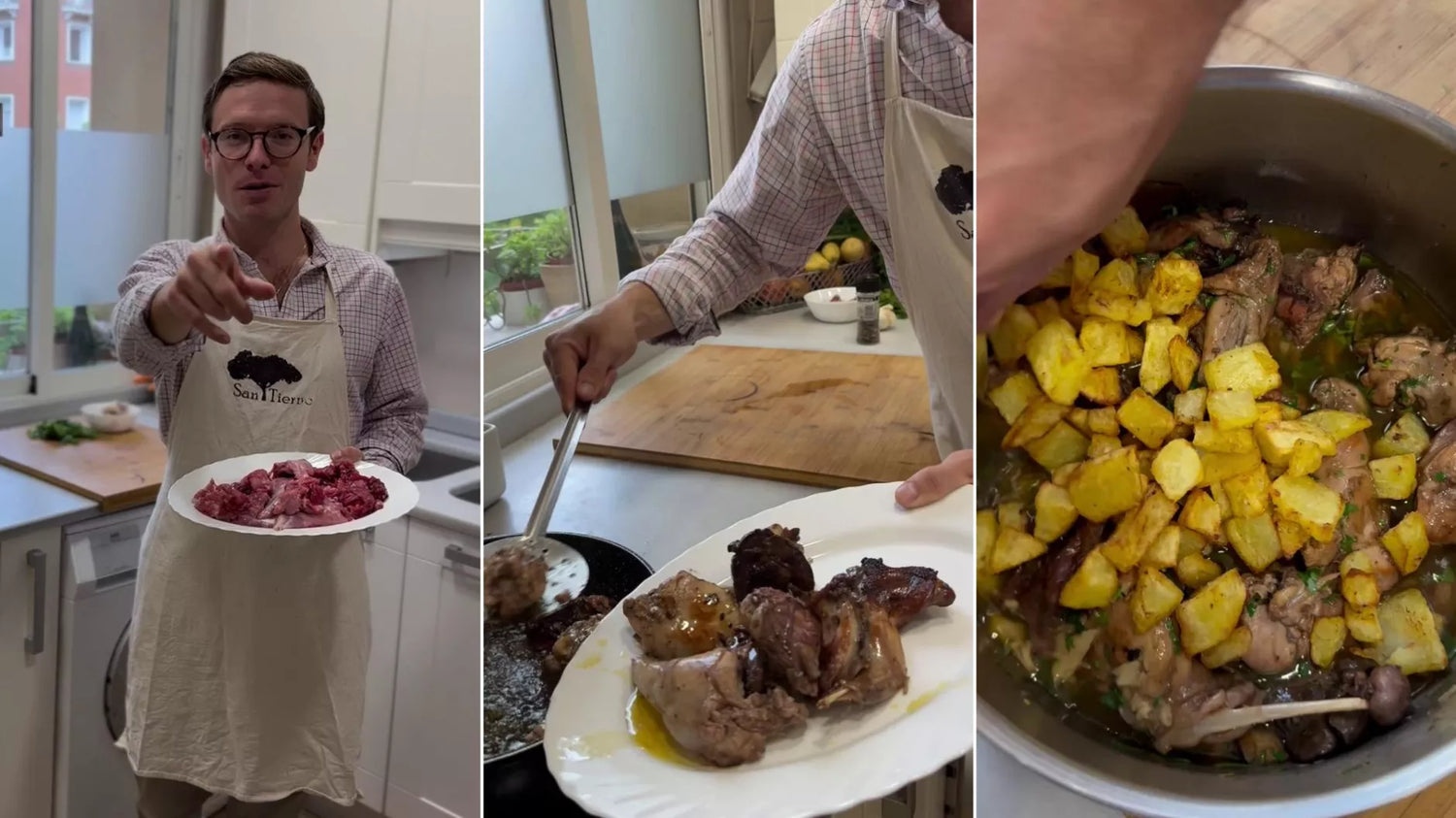 Conejo al ajillo con patatas